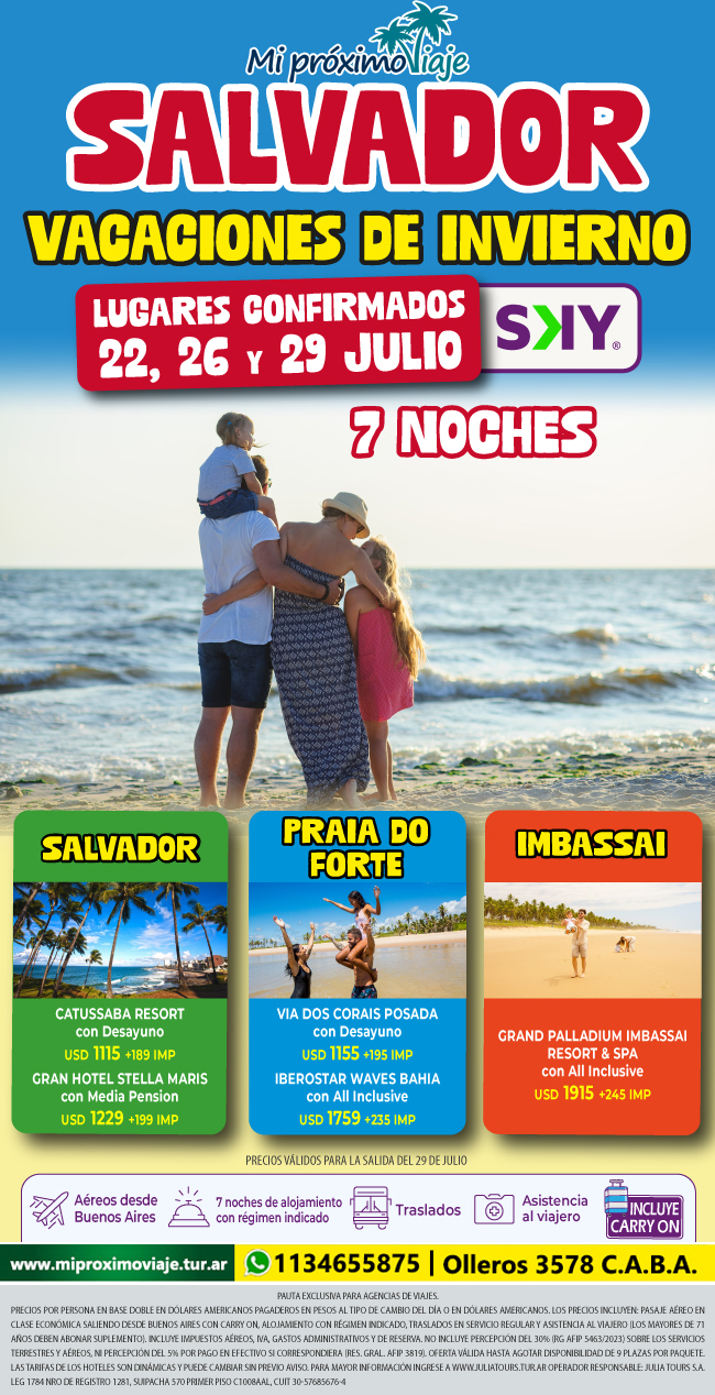 SALVADOR con SKY - VACACIONES DE INVIERNO